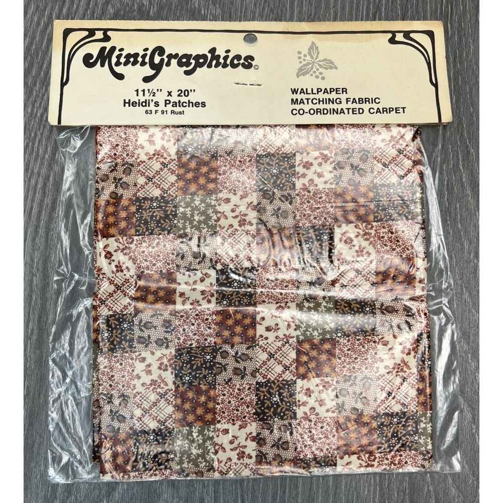 MiniGraphics Heidi's Patches 11.5"x 20" Rust Patchwork Wallpaper Matching Carpet